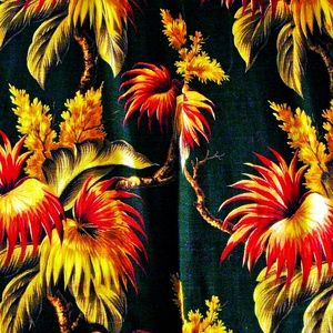 Vintage Barkcloth Accents 30s Vintage Glam Tropical Floral